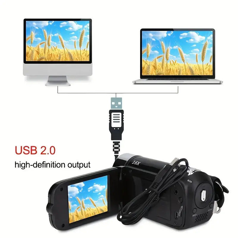 Black 270° Rotating LED Flip Screen Camera